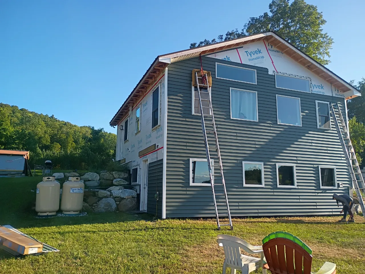 Siding installation on a home in New Hampshire