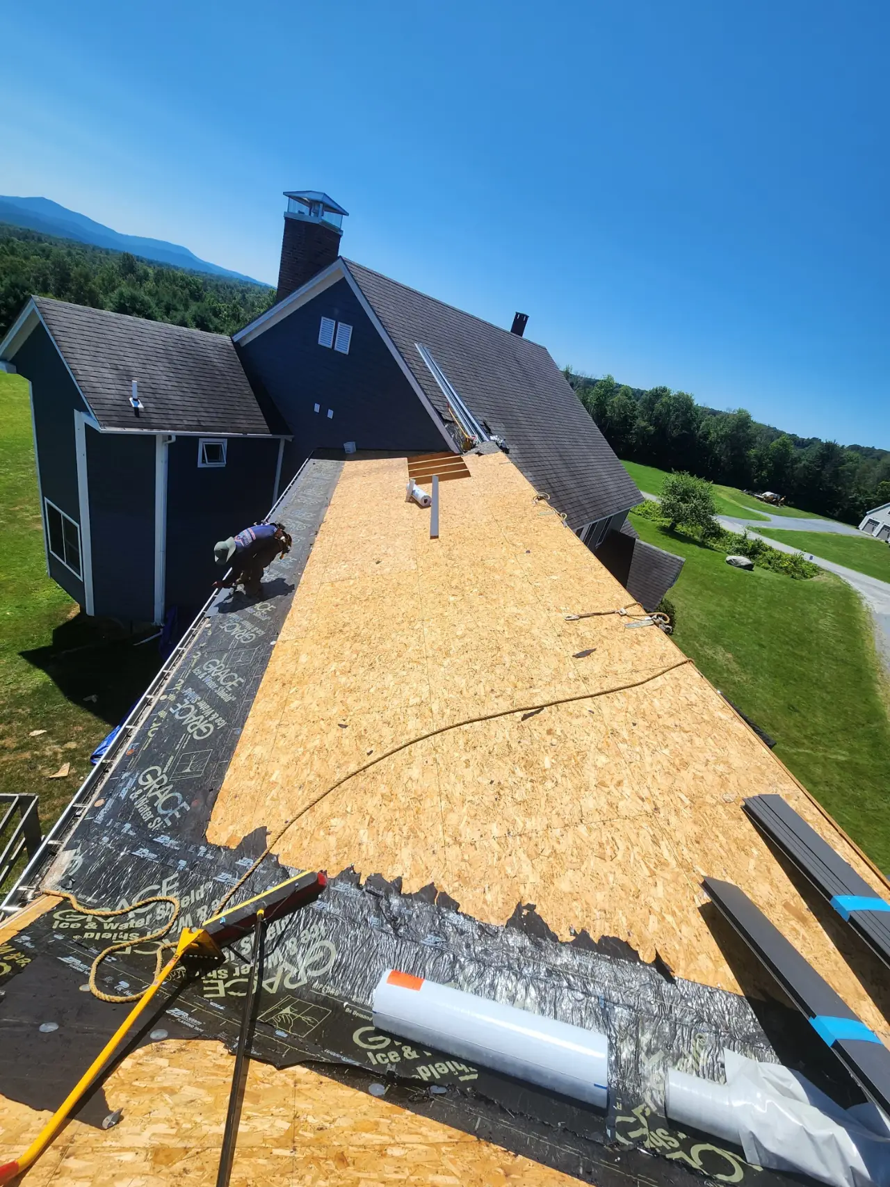 Siding work on a home in New Hampshire