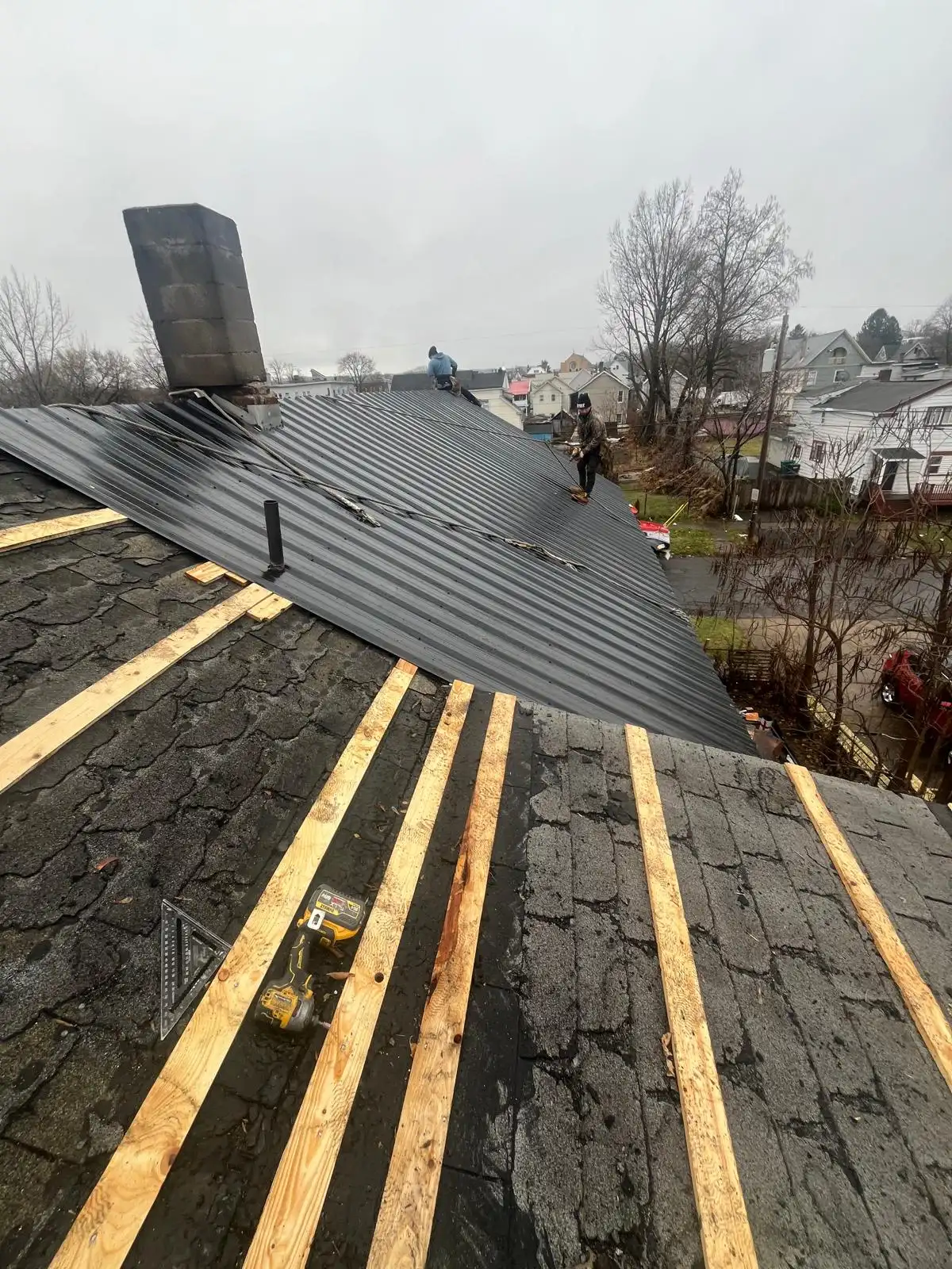 Roof edge and flashing detail on a project in Vermont