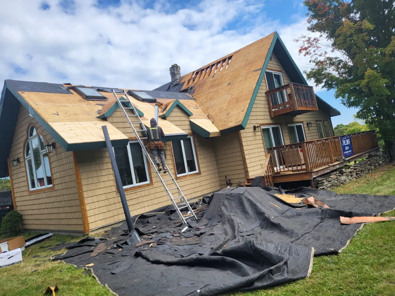 Gutter work on a residential property in Vermont