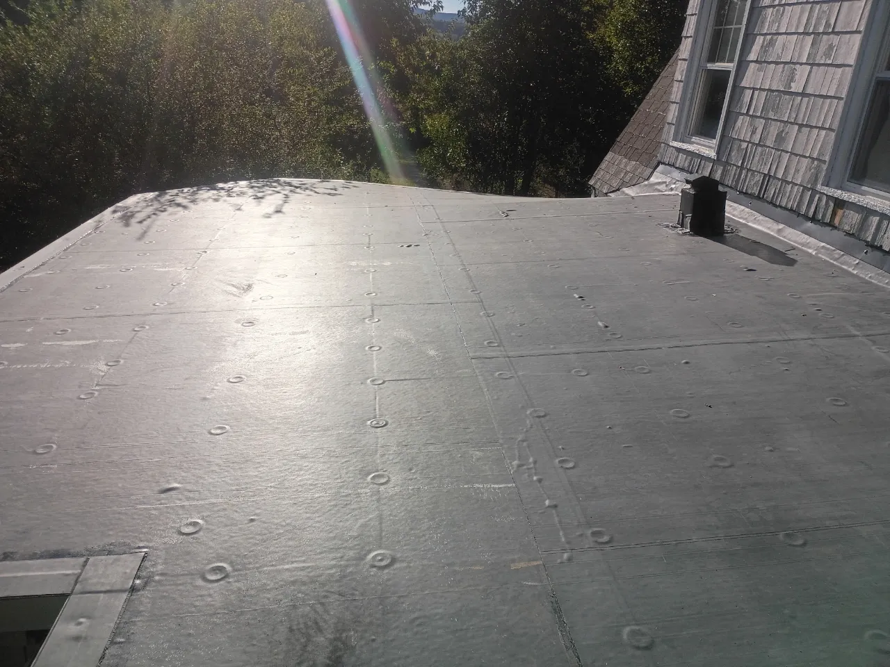 EPDM flat roof membrane on a commercial building in Vermont