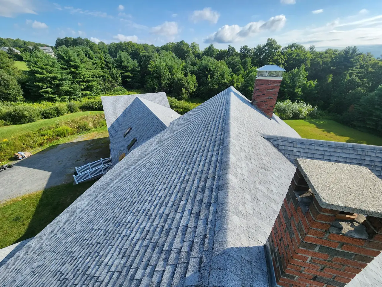 New asphalt shingle roof installed on a home in Vermont