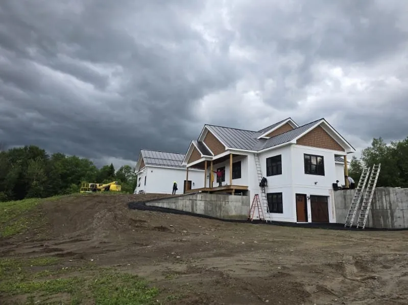 Gutter work on a residential property in Vermont