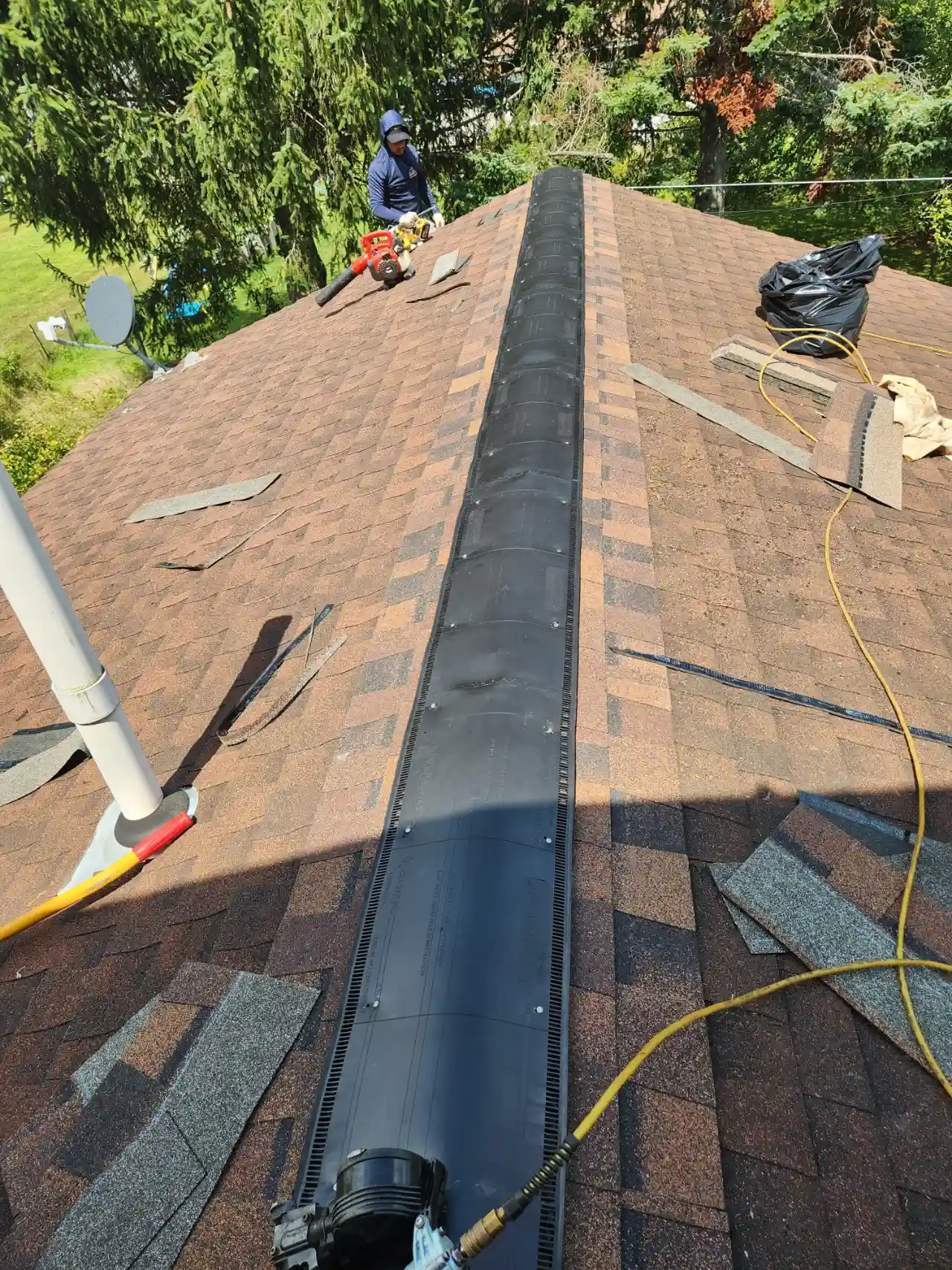 Roof edge and flashing detail on a project in Vermont