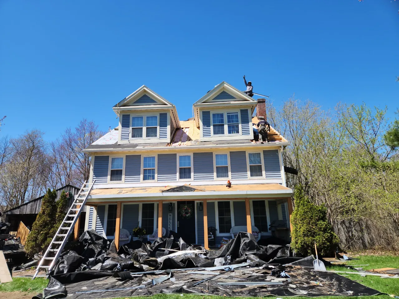 Gutter work on a residential property in Vermont