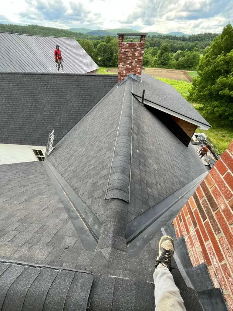 New asphalt shingle roof installed on a home in Vermont