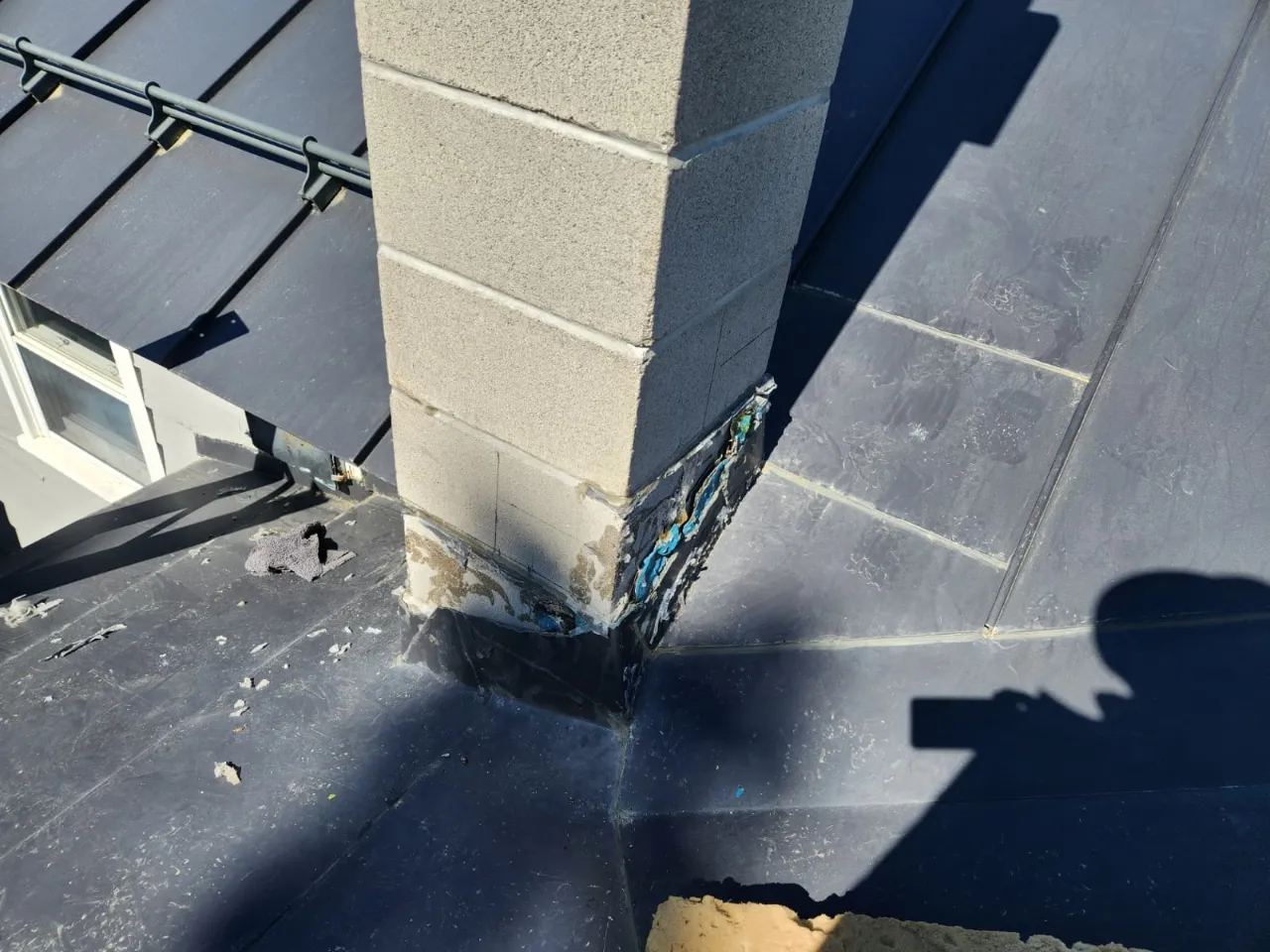 Roof edge and flashing detail on a project in Vermont