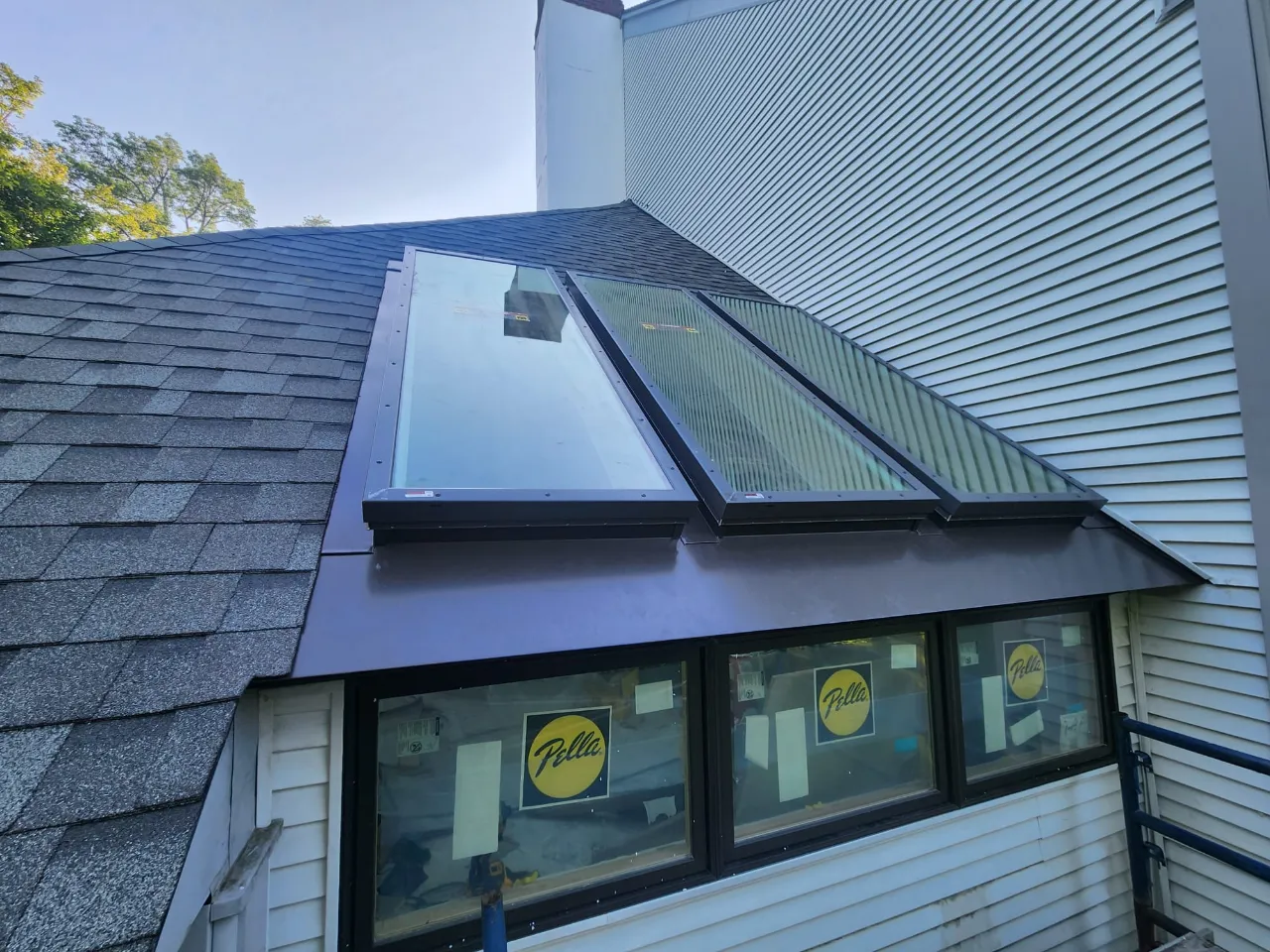 Roof edge and flashing detail on a project in Vermont