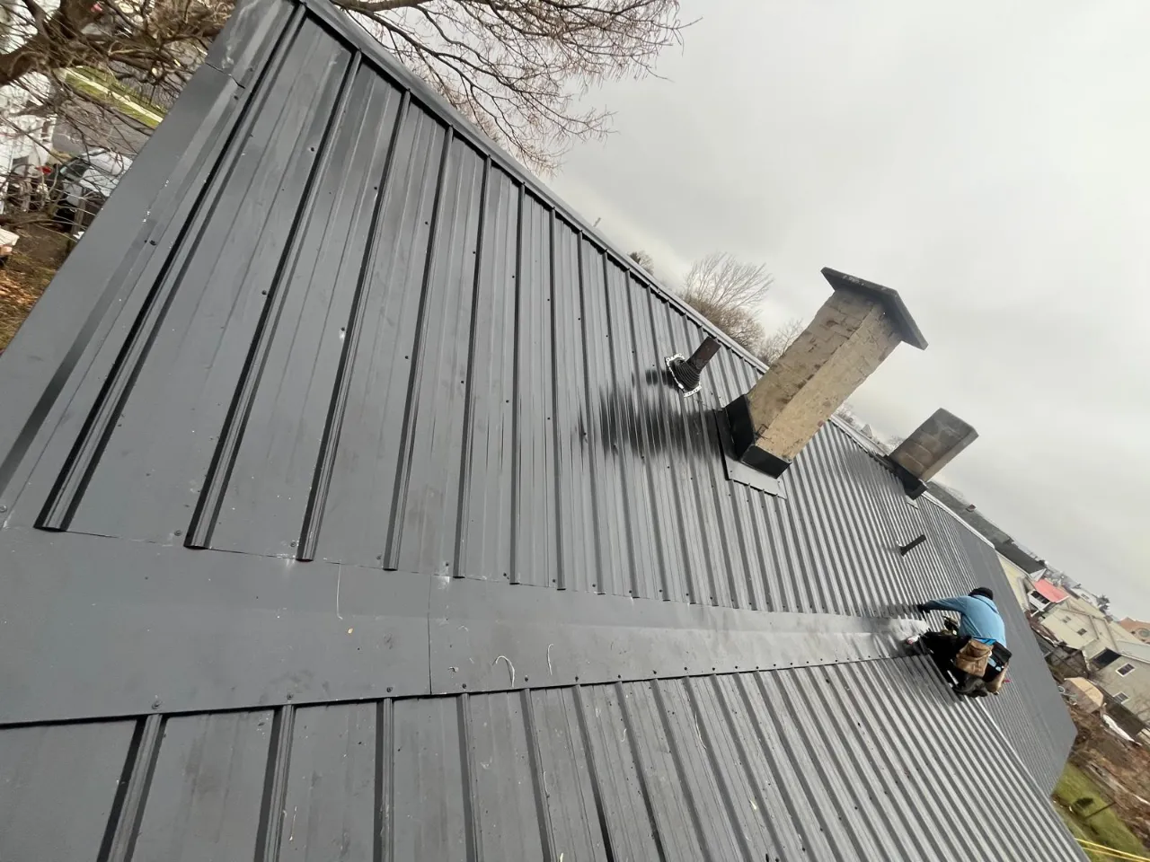 Standing seam metal roof installed in Vermont