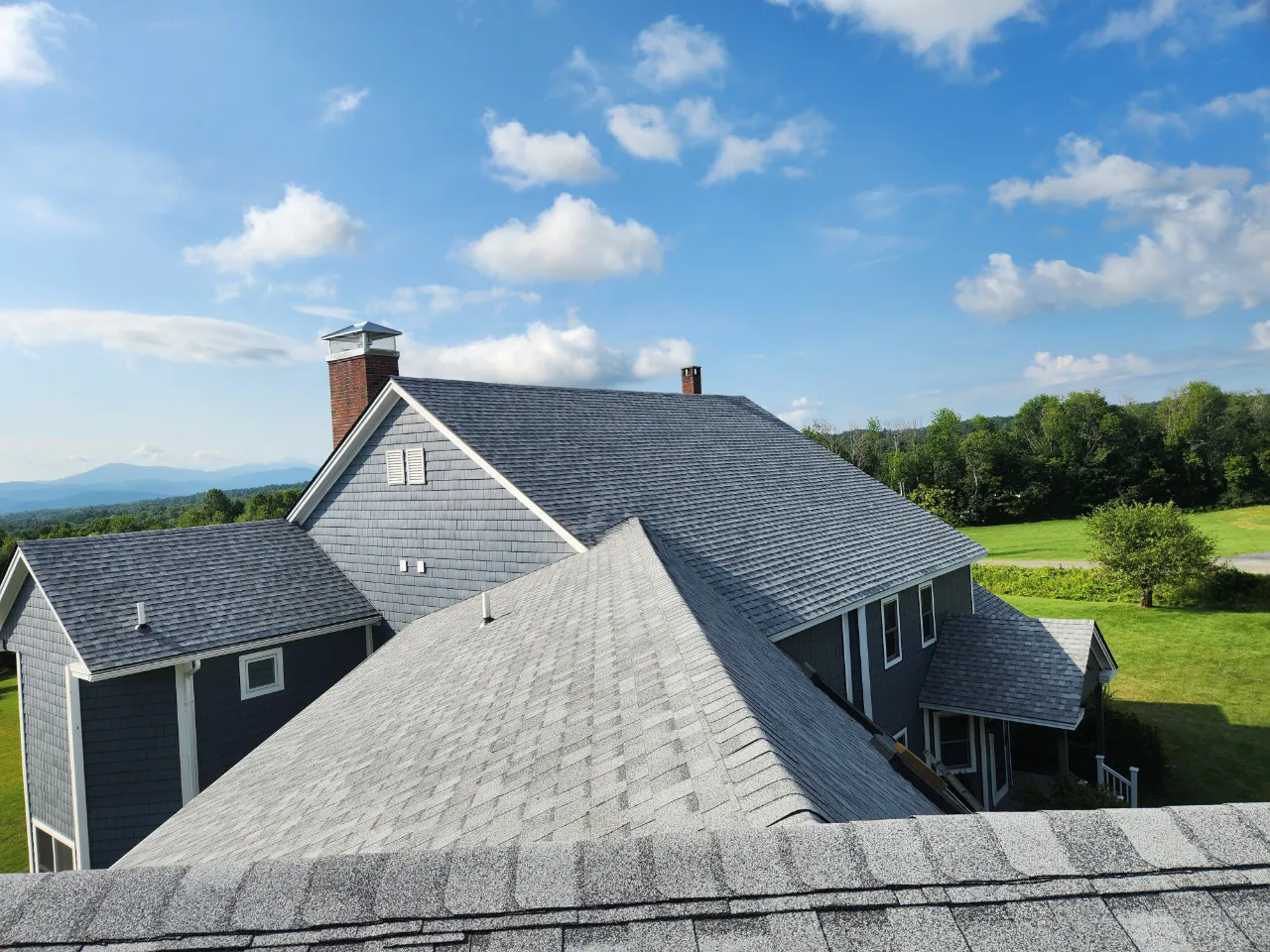 Roof edge and flashing detail on a project in Vermont